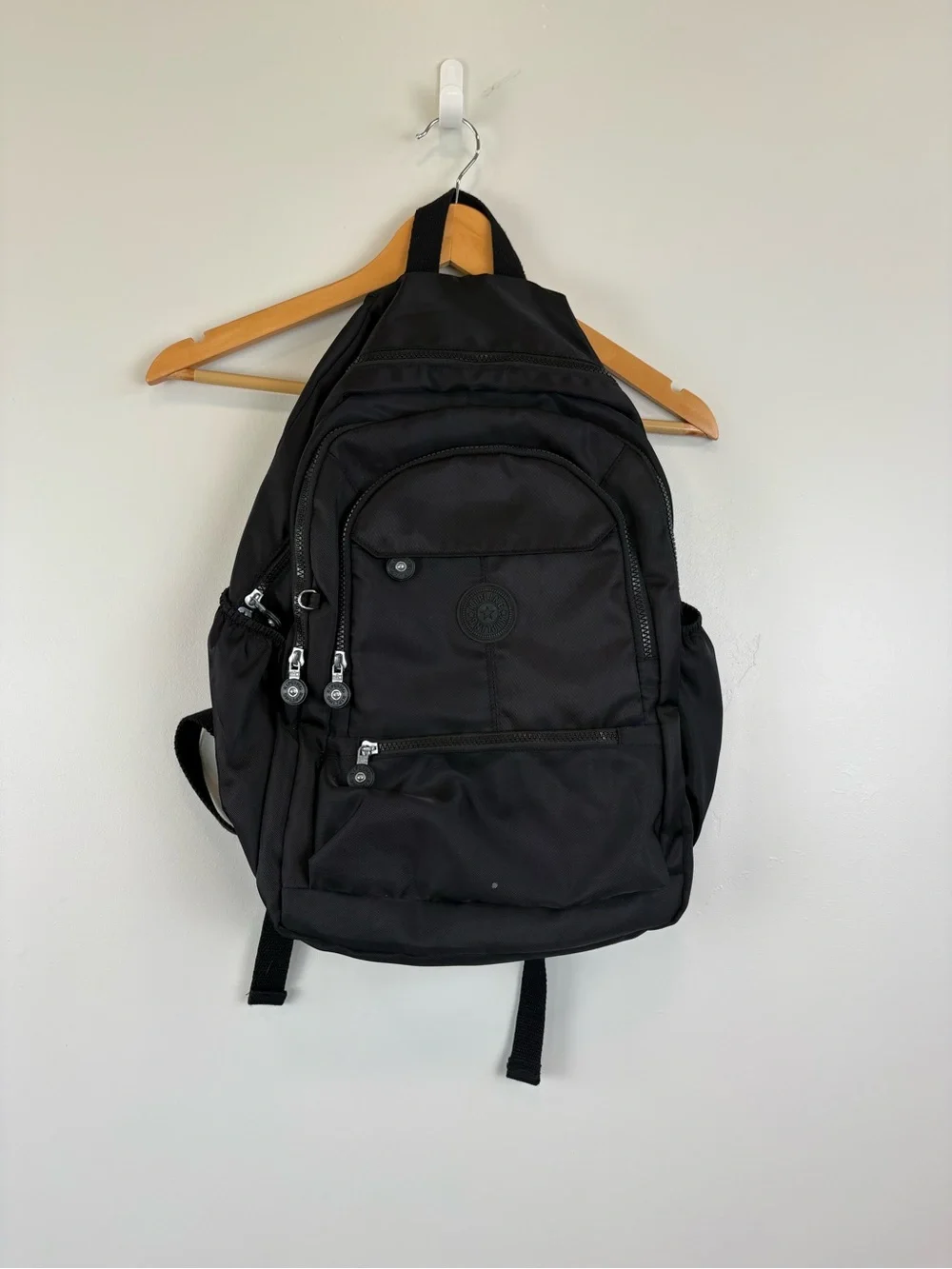 Kipling Classic Lightweight Nylon Multi-Pocket Backpack Black